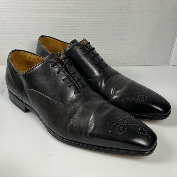 Magnanni Polanco Medallion Toe Gray Leather Oxford Dress Shoes Spain 10 MMens